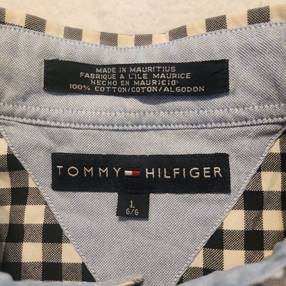 Tommy Hilfiger Shirt Men's Size Large Lion Crest Logo Black Check Long Sleeve - Picture 3 of 9